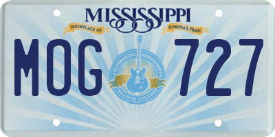 MS license plate MOG727