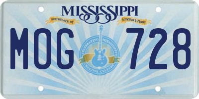 MS license plate MOG728