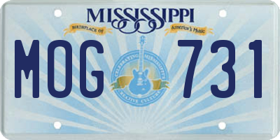 MS license plate MOG731