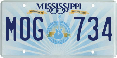 MS license plate MOG734