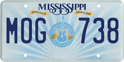 MS license plate MOG738