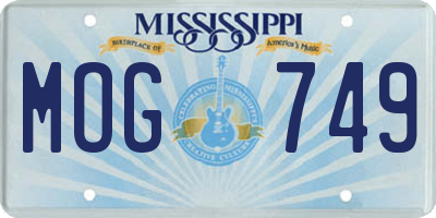 MS license plate MOG749