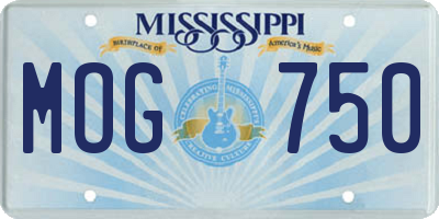 MS license plate MOG750