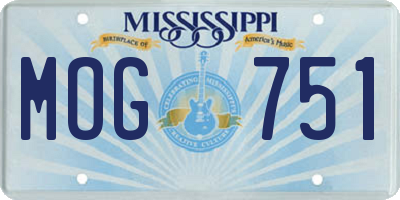 MS license plate MOG751