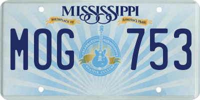 MS license plate MOG753