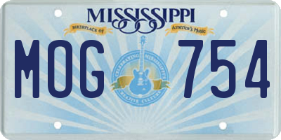 MS license plate MOG754