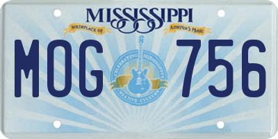 MS license plate MOG756