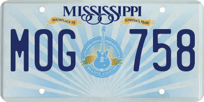 MS license plate MOG758