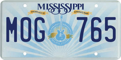 MS license plate MOG765
