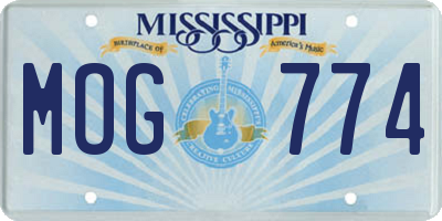 MS license plate MOG774