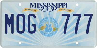 MS license plate MOG777