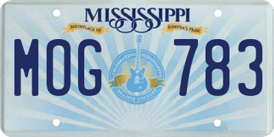 MS license plate MOG783