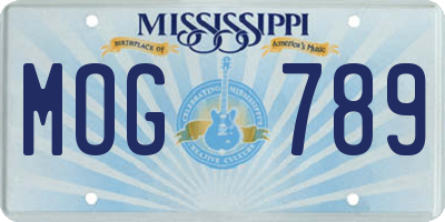 MS license plate MOG789