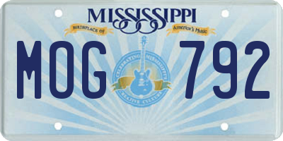 MS license plate MOG792