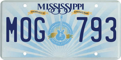 MS license plate MOG793