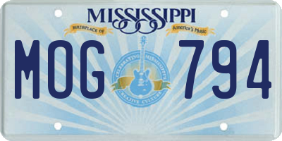 MS license plate MOG794