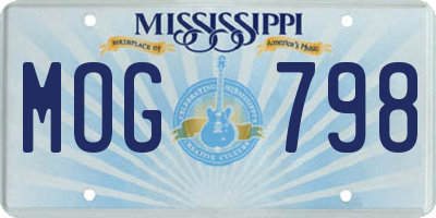 MS license plate MOG798