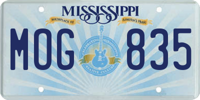 MS license plate MOG835