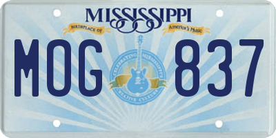 MS license plate MOG837