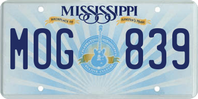 MS license plate MOG839