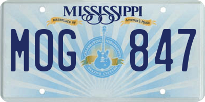 MS license plate MOG847