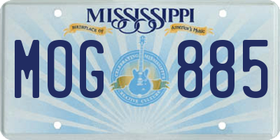 MS license plate MOG885