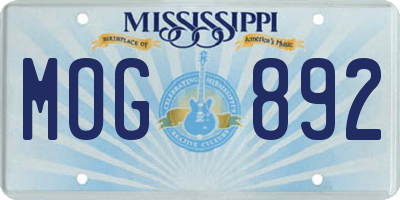 MS license plate MOG892
