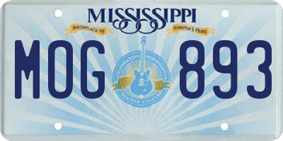 MS license plate MOG893