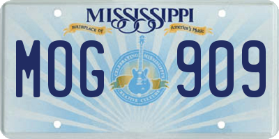 MS license plate MOG909