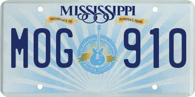 MS license plate MOG910
