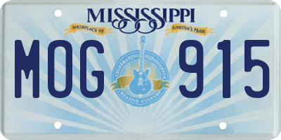 MS license plate MOG915