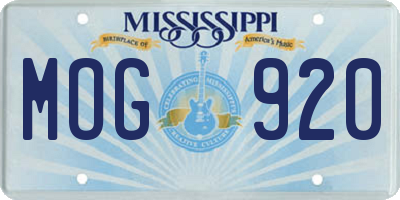 MS license plate MOG920