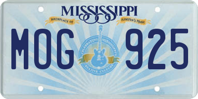 MS license plate MOG925