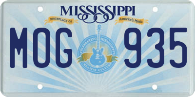 MS license plate MOG935
