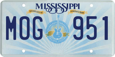 MS license plate MOG951