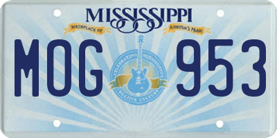 MS license plate MOG953