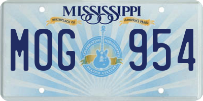 MS license plate MOG954