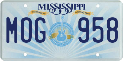 MS license plate MOG958