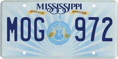 MS license plate MOG972