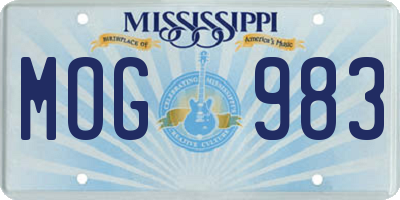 MS license plate MOG983