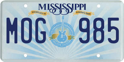 MS license plate MOG985