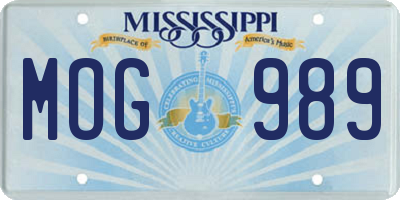 MS license plate MOG989