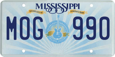 MS license plate MOG990