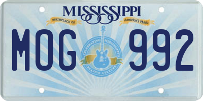 MS license plate MOG992