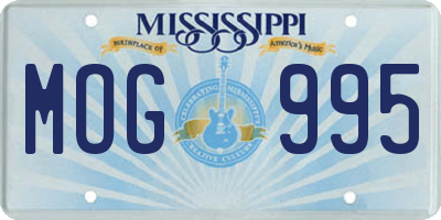 MS license plate MOG995