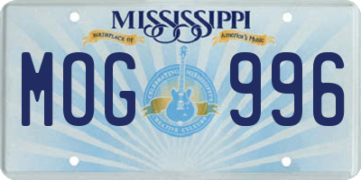 MS license plate MOG996
