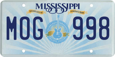 MS license plate MOG998