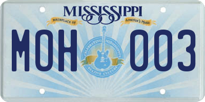 MS license plate MOH003