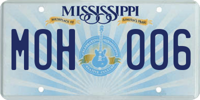 MS license plate MOH006