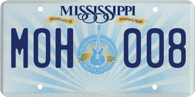 MS license plate MOH008